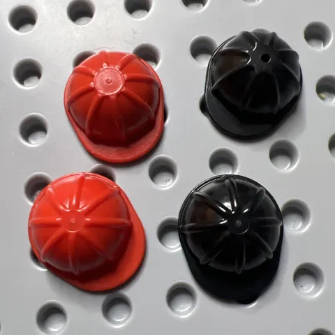 LEGO 3833 Minifigure Headgear Helmet Construction City Black Red Bulk Lot of 4