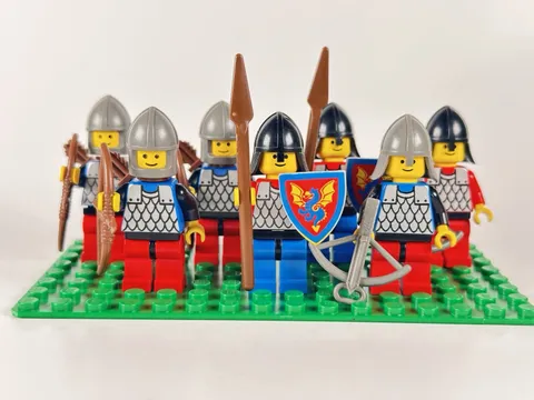 Vintage 80's LEGO Minifig Castle Chain Mail Black Knights Lot of 7 w Accessories