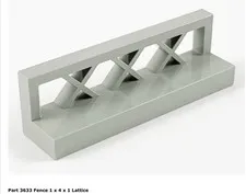 Lego 1x 3633 Light Gray Fence 1 x 4 x 1