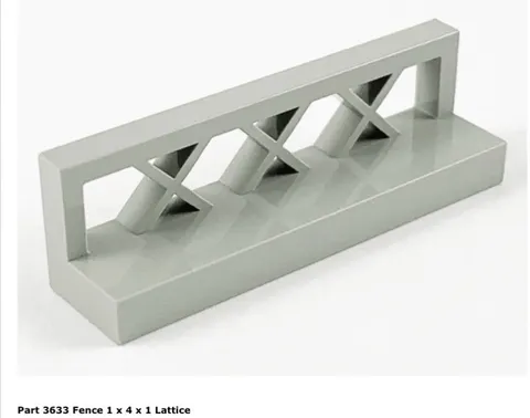 Lego 1x 3633 Light Gray Fence 1 x 4 x 1
