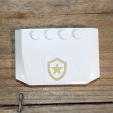 LEGO City Wedge White 4x6x2/3 Triple Curved Gold Star Badge Logo Sticker