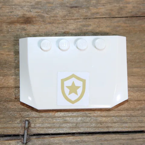 LEGO City Wedge White 4x6x2/3 Triple Curved Gold Star Badge Logo Sticker