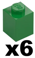 Lego New Mosaic Part 3005 - Qty 6 - BRICK Green 1 x 1 Stud Pieces D939