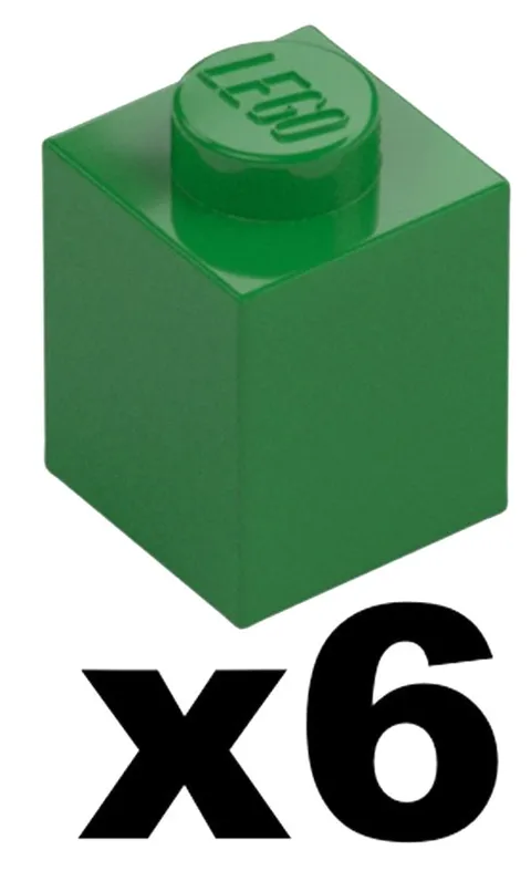 Lego New Mosaic Part 3005 - Qty 6 - BRICK Green 1 x 1 Stud Pieces D939
