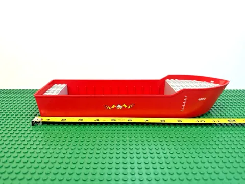 1987 LEGO Red Boat Hull Unitary 38 x 10 x 5 2/3 12.5" L.ong w/ Stickers 4020