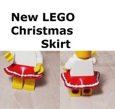 New LEGO BAM Christmas Skirt fits Legs Fur Printed Red Holiday Gorgeous