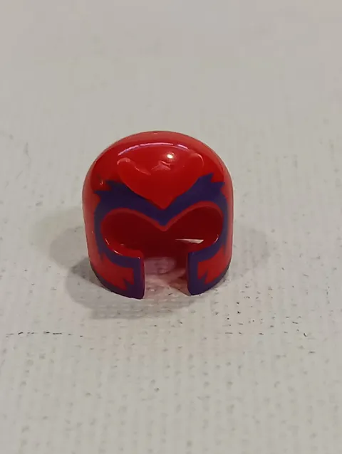 LEGO Part Magneto Helmet with Front Prongs and Dark Purple Pattern 