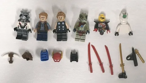LEGO Minifigure Lot 6 Pieces: Thor, Rocket, Owen Grady, Chima, Olaf MARVEL 