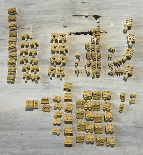 LEGO Tan Modified Bricks Brackets Clips Hinges Pins Lot 95 Genuine Parts