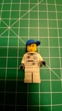 LEGO Space Astronaut Minifigure White Suit NASA Logo Blue Baseball Cap Used