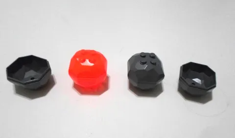 2 Lego  Boulders DARK BLUISH GRAY AND TRANS NEON ORANGE + 2 EXTRA BOTTOMS