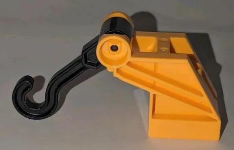 LEGO Duplo Bright Light Orange Vehicle Crane Base Hook Holder & Black Tow Hook