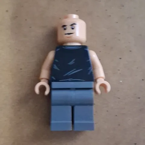 LEGO Minifigure Bald Head w/ Black Tank Top Torso & Gray Legs