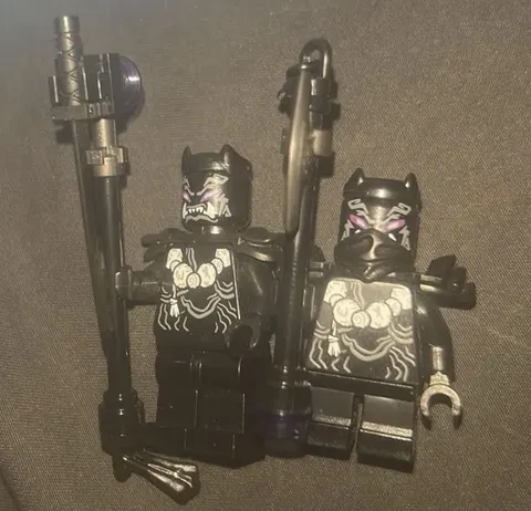 Lego Ninjago Oni Warrior And Oni Scout Minifigures With Their Main Weapons