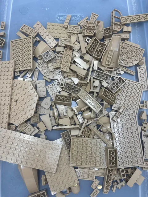 12 oz. Mixed Dark Tan Colored Legos - standard blocks and unique pieces