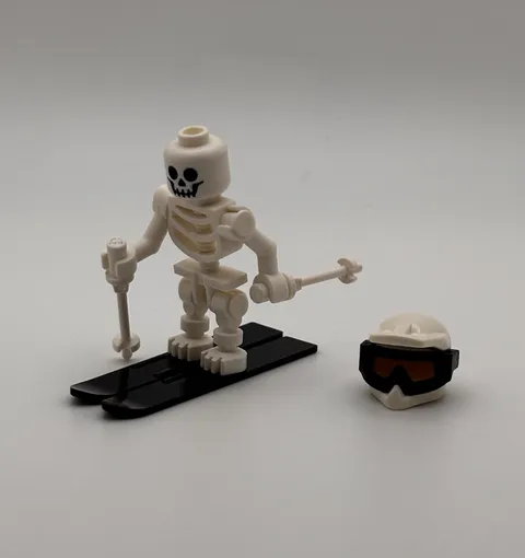 LEGO Skeleton Skier Minifigure w/ Helmet Goggles Skis & Poles Winter MOC
