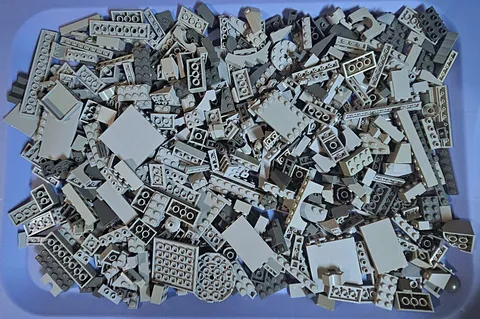 500 Pc Lot Lego Light & Dark Bluish Gray Bulk Parts~Bricks, Plates, & Specialty