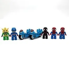 LEGO Duplo Lot Of 7 Spider-Man, Electro, Captain America Miles Figures Vehicle
