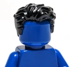 Lego - Minifigure Hair - Black Wavy, Swept Back