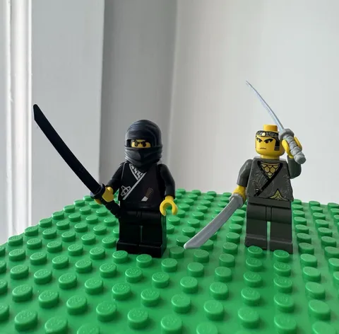 Vintage LEGO Ninja Minifigures Black Gray Samurai Lot w/Katanas 90s Castle