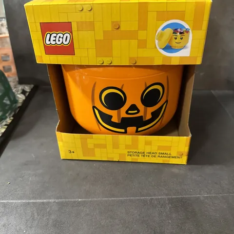 LEGO Storage Pumpkin Head Small Orange Container Halloween Decor 6"x7.5" NEW