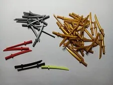 LEGO BULK LOT 48 MINIFIGURE WEAPON SWORD SHAMSHIR KATANA MIXED COLORS