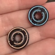 2 LEGO TRON lightcycle minifigure Disc Tiles  Blue & Orange