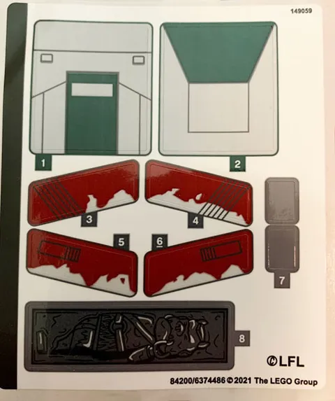 LEGO STICKER SHEET 75312 BOBA FETT'S STARSHIP (Slave 1) from set New