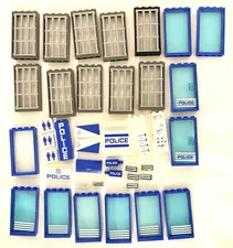 Genuine LEGO Police Parts Lot Windows Doors Jail Signs Computers City 45 Pc