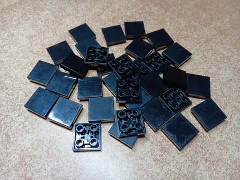 LEGO BULK LOT OF 32 BLACK MODIFIED SMOOTH TILE 2X2 INVERTED #11203