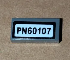 Lego Dark Bluish Gray 1x2 TILE With PN60107 License Plate Fire Truck Piece Part