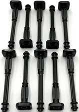 Lego 10 New Black Support 2 x 2 x 7 Lamp Posts 4 Base Flutes Parts