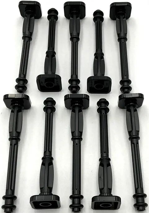 Lego 10 New Black Support 2 x 2 x 7 Lamp Posts 4 Base Flutes Parts