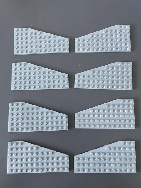LEGO Lot Of 8 Light Gray 6x12 Wedge Wing Plate Right Left # 30356 30355 3632