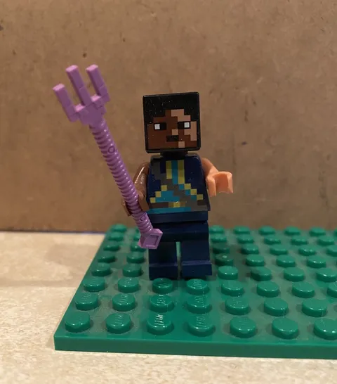 Lego Minecraft Sentinel Soldier With Enchanted Trident