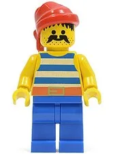 LEGO® Minifigure Pirates pi021 Pirate Blue/White Stripes Shirt Blue Legs Red Ban
