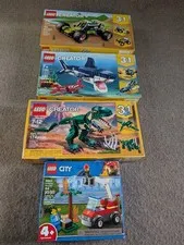 Lot of 4 Lego Mighty Dinosaurs, Deep Sea Shark, Off-Road Buggy & Fire Truck Toys