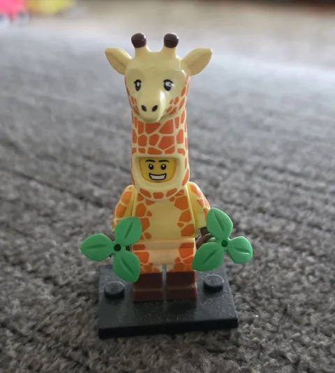 LEGO Minifigures Giraffe Costume Minifigure with Green Leaves Stand Base