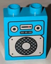 LEGO DUPLO 1X2X2 MEDIUM AZURE VINTAGE RADIO PATTERN PIECE PART # 4066pb660 MUSIC
