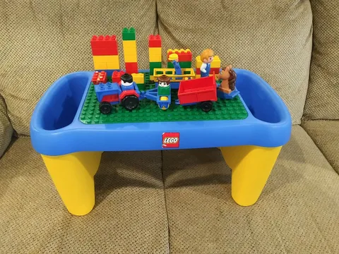 LEGO DUPLO Lap Table Building Top with Storage Bins GREEN PLATE AS IS and BONUS