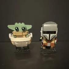 LEGO BrickHeadz Grogu & The Mandalorian Built Figures w/ Display Stands
