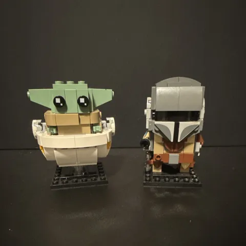LEGO BrickHeadz Grogu & The Mandalorian Built Figures w/ Display Stands