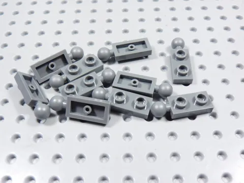LEGO Lot of 10 Dark Bluish Gray 1x2 Plates w/ Towball on End BE