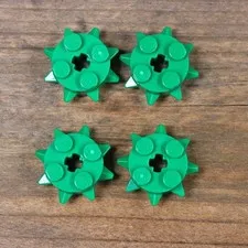 LEGO 27266 Green Brick Round 2 x 2 with Spikes and Axle Hole Qty 4