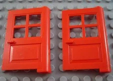 LEGO Lot of 2 Red 1x4x5 4 Pane Doors