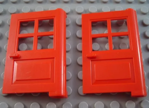 LEGO Lot of 2 Red 1x4x5 4 Pane Doors