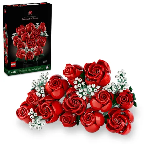 LEGO Botanicals Bouquet of Roses Artificial Flowers Fake Red Roses Building Set