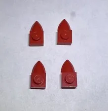 Lego Lot Of 4 Bright Red 1x1 Plate With Tooth Teeth New Part Spike