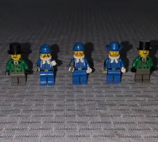 LEGO Minifigures Lot of 5: 3 Blue Uniforms & 2 Green Jackets w/ Top Hats