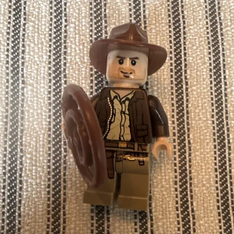 LEGO Indiana Jones Minifigure w/ Fedora Hat & Whip, Plastic, Age 8+